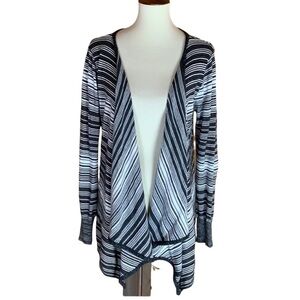 New Directions black and white stripe open front cardigan sweater Size Large